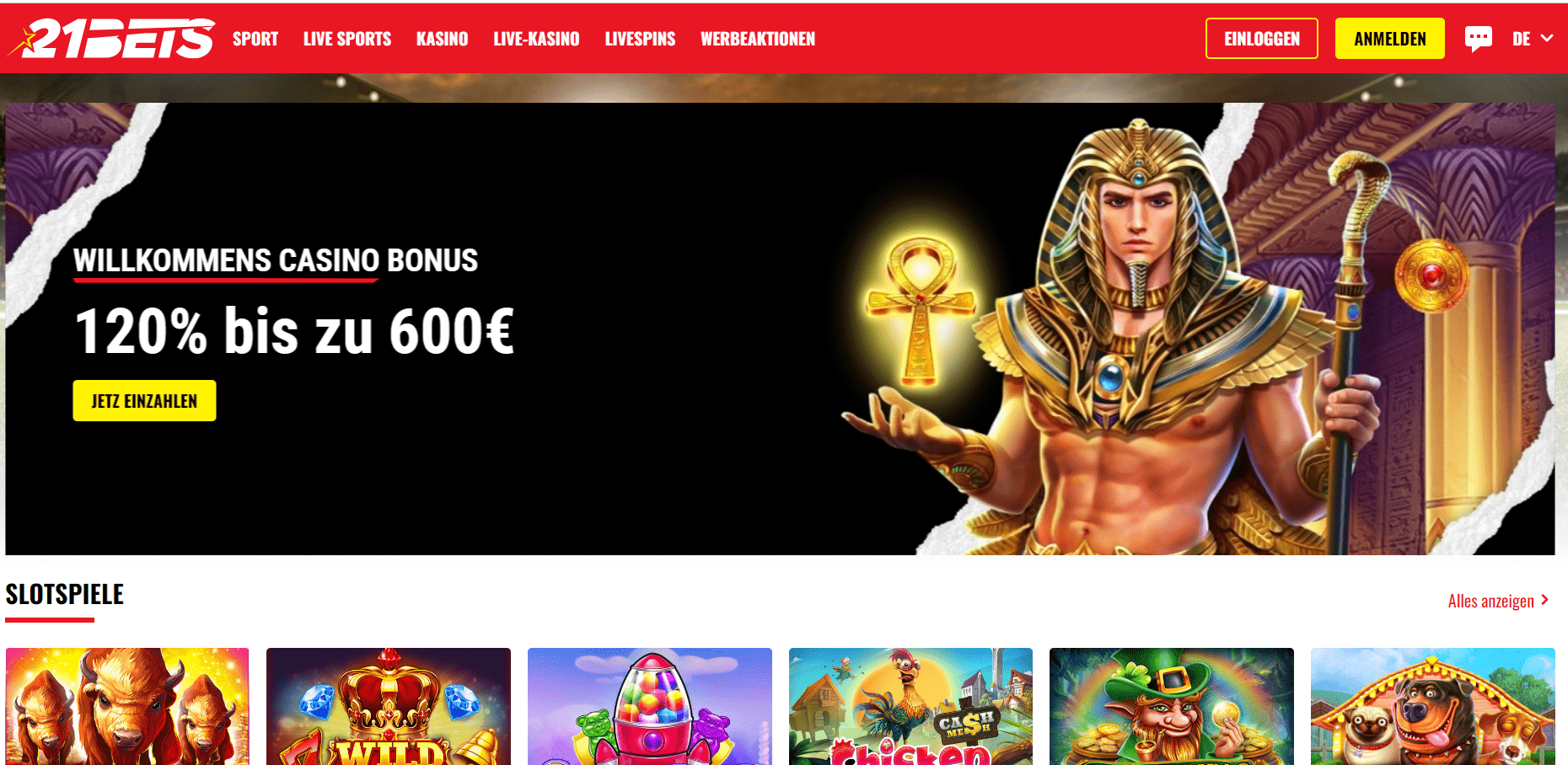 21bets Casino Homepage