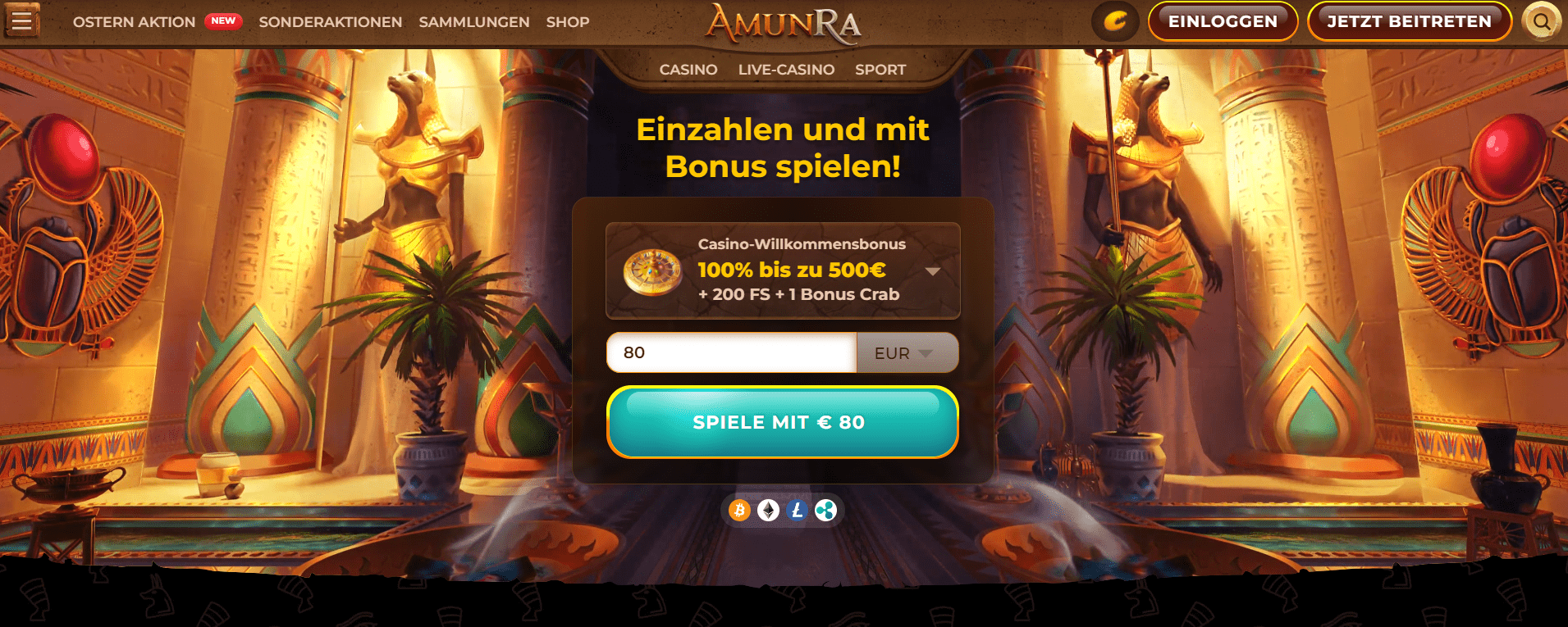 Amunra Casino Homepage