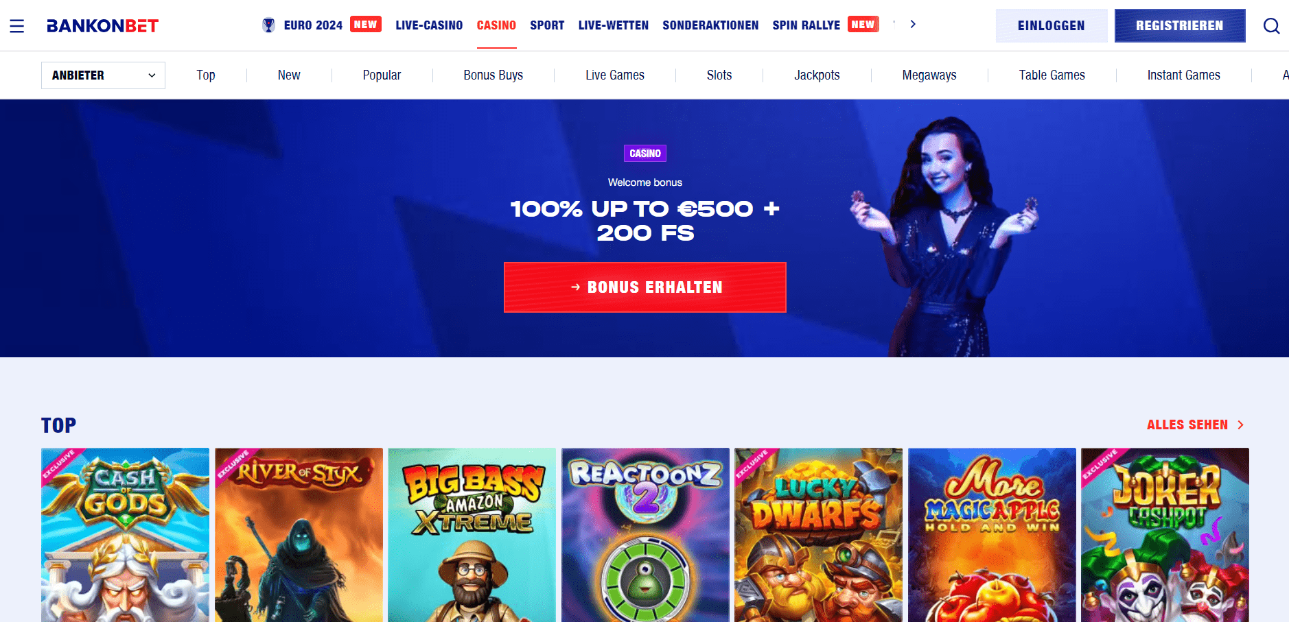 Bankonbet Casino Homepage