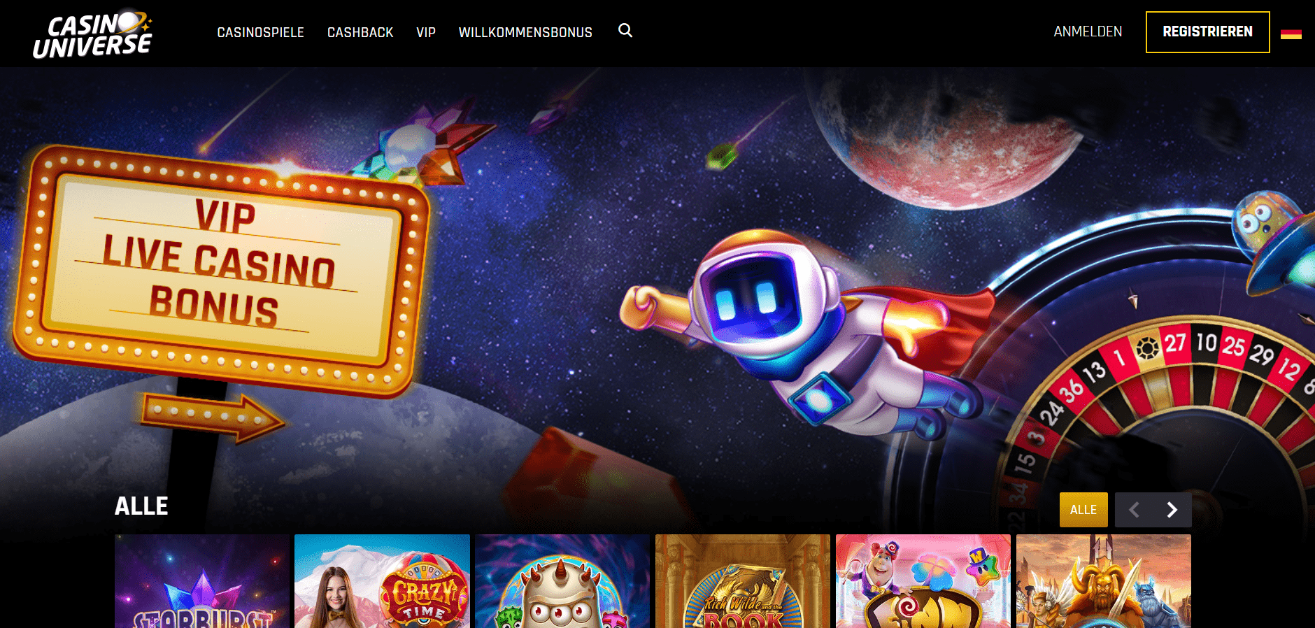 Casino Universe Homepage
