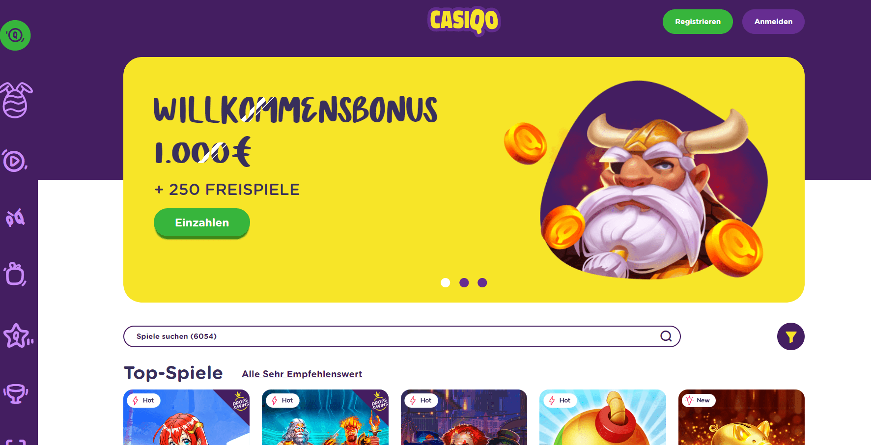 Casiqo Casino Homepage