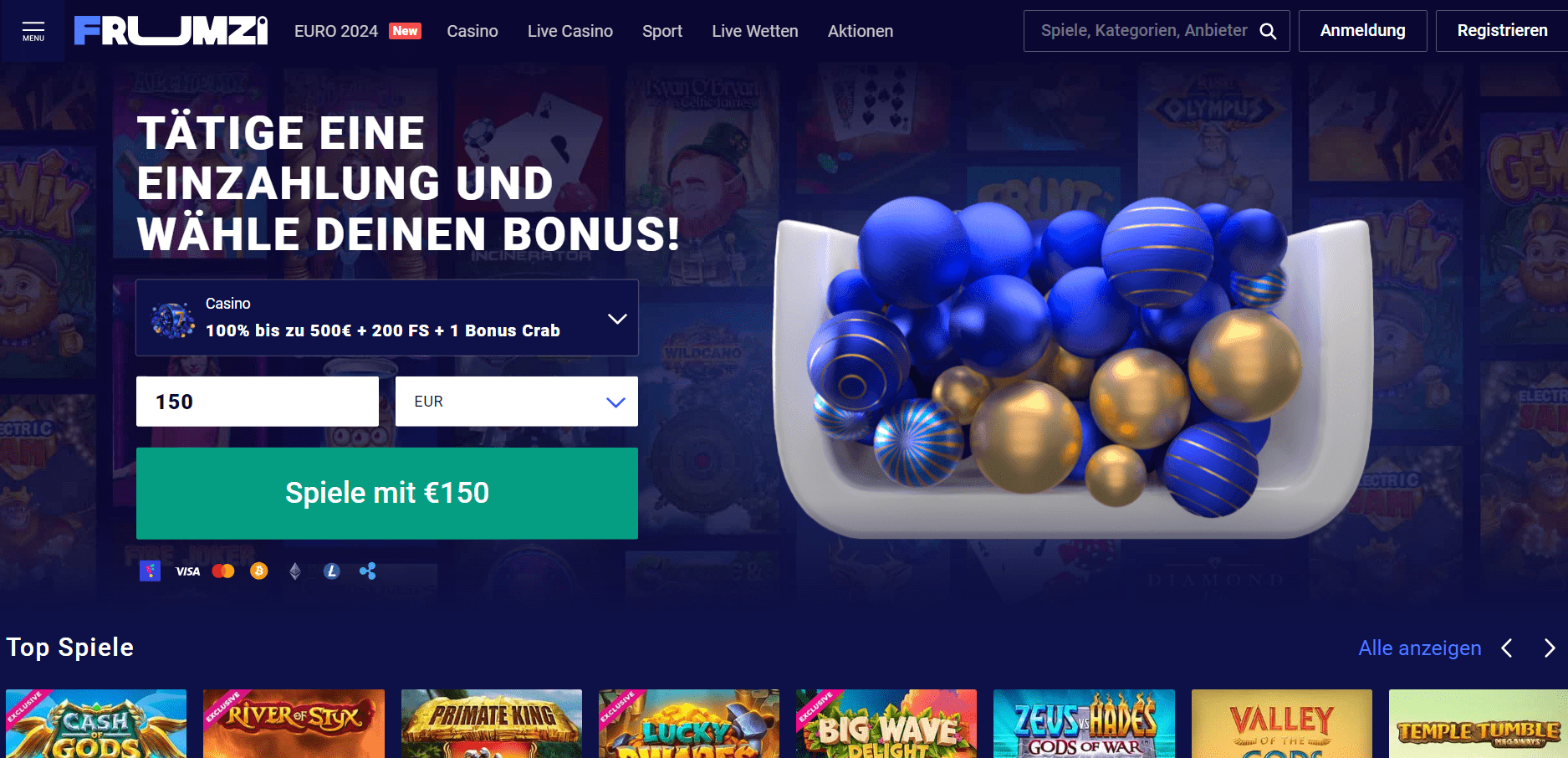 Frumzi Casino Homepage