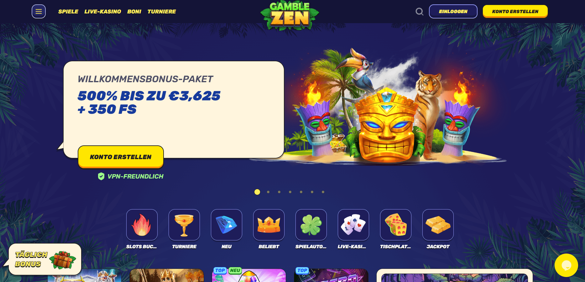 Gamblezen Casino Homepage