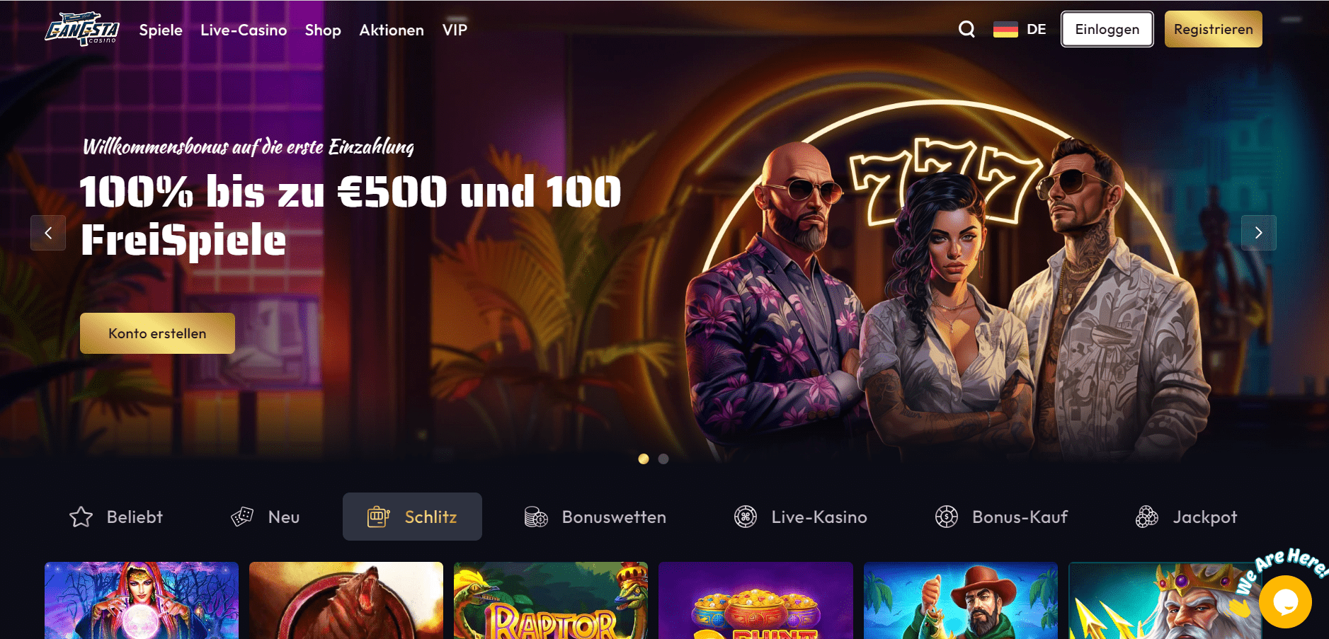Gangsta Casino Homepage