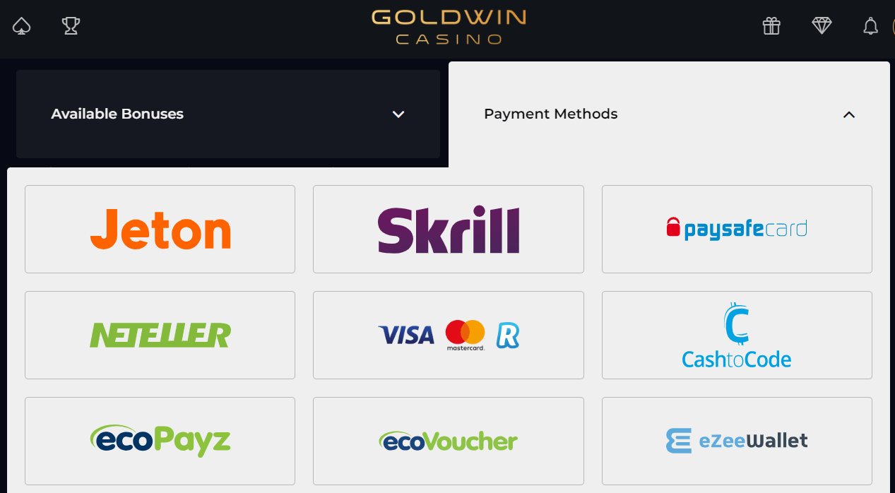 GoldWin Zahlungsmethoden