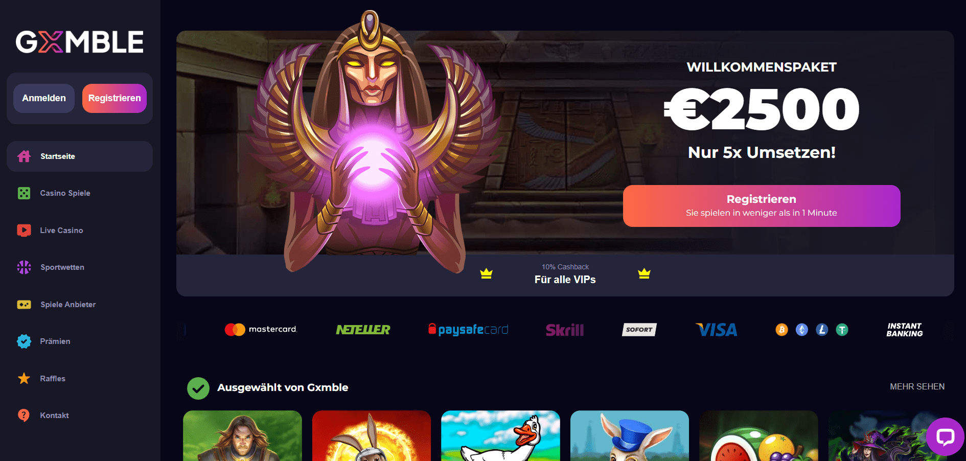 Gxmble Casino Homepage