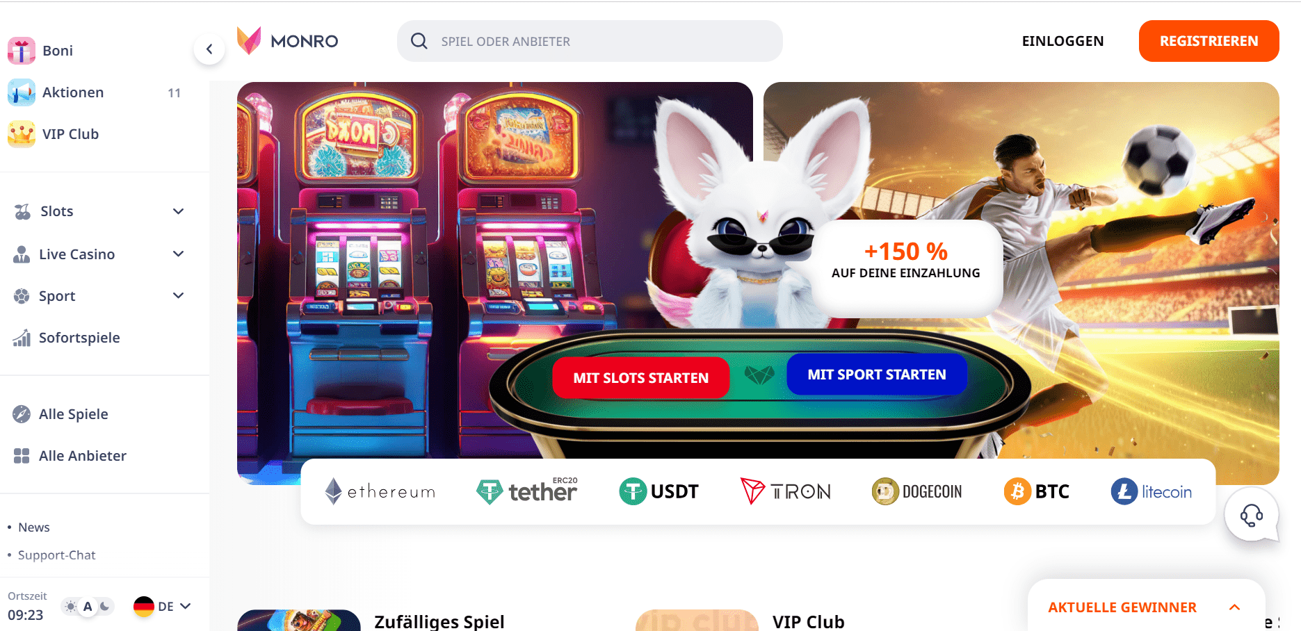 Monro Casino Homepage