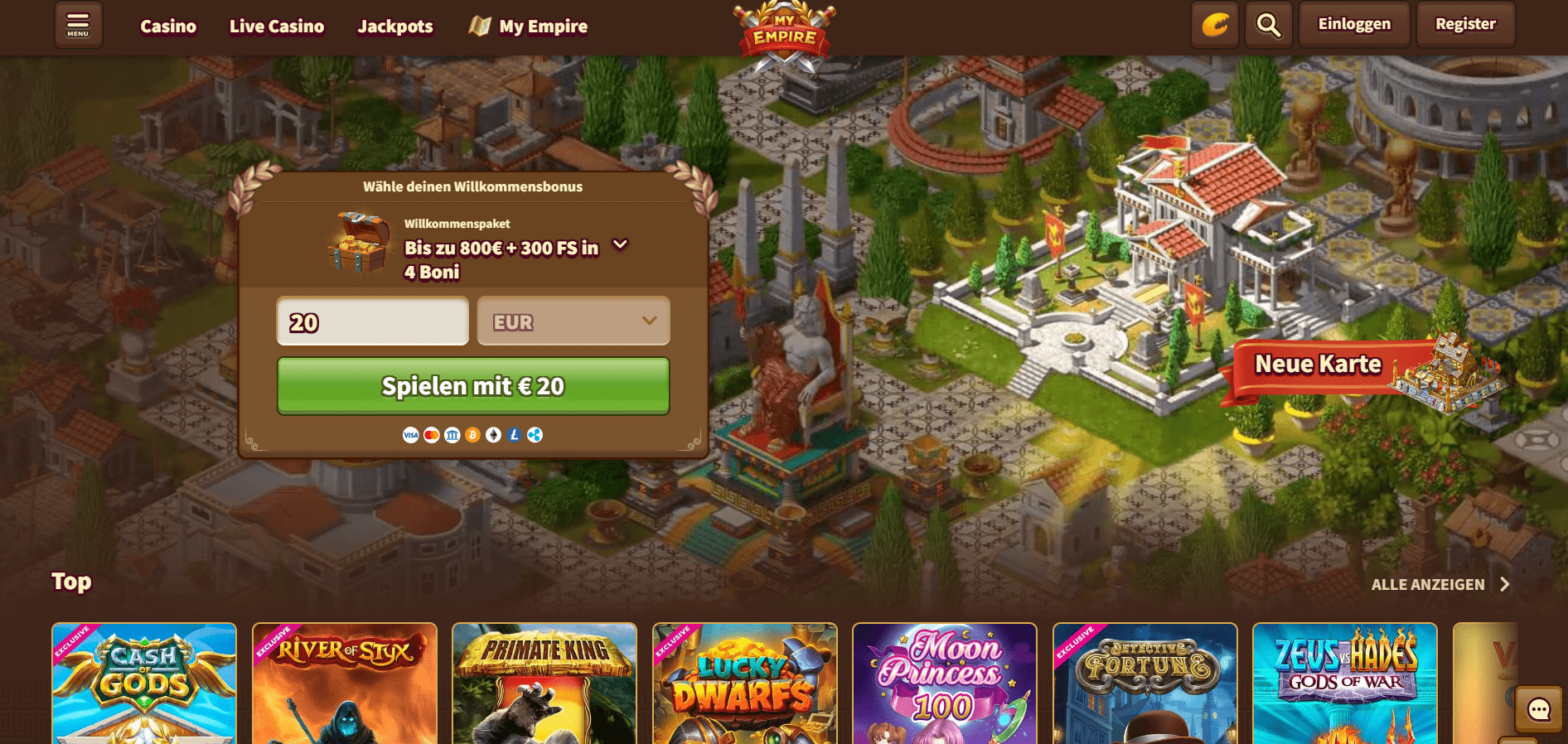 Myempire Casino Homepage