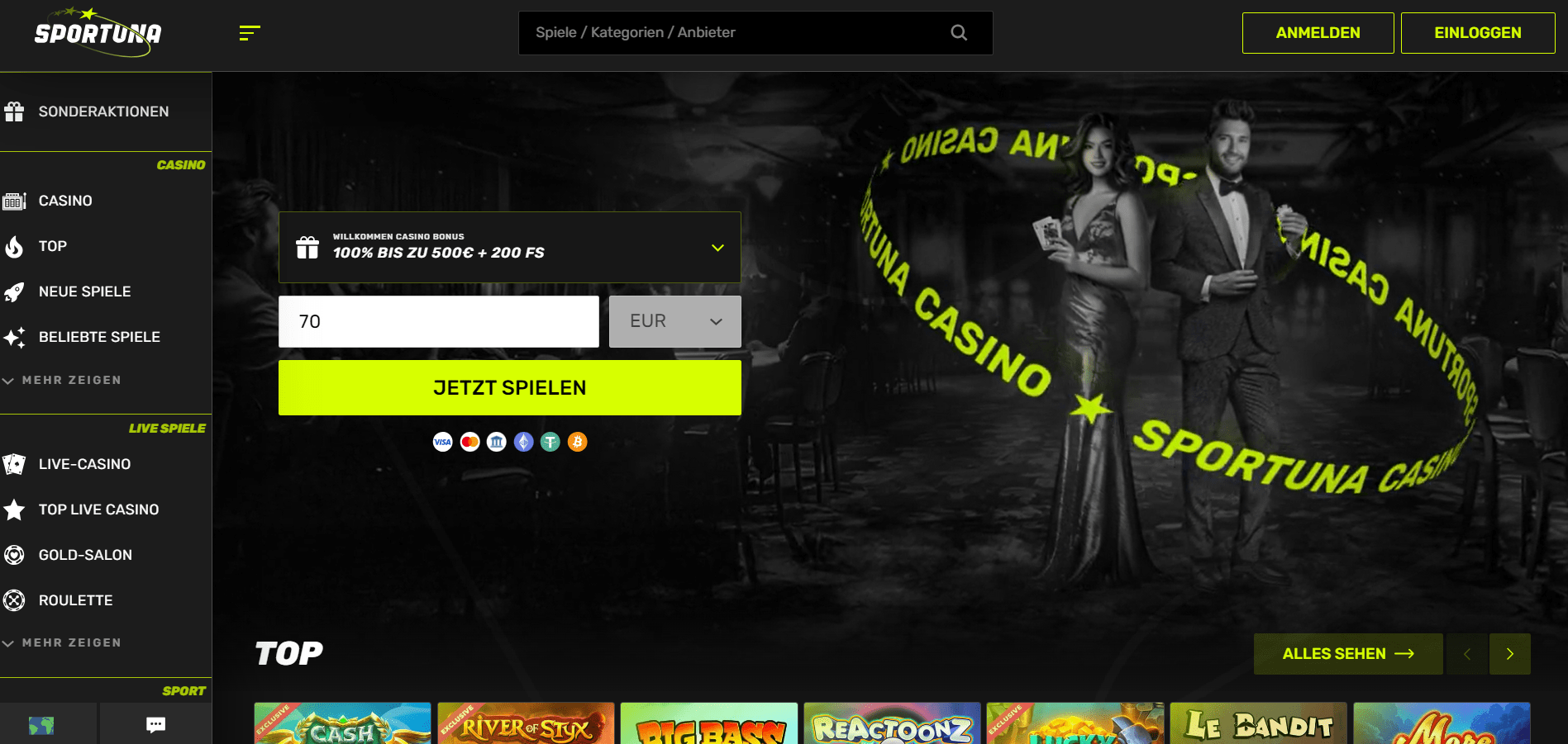 Sportuna Casino Homepage