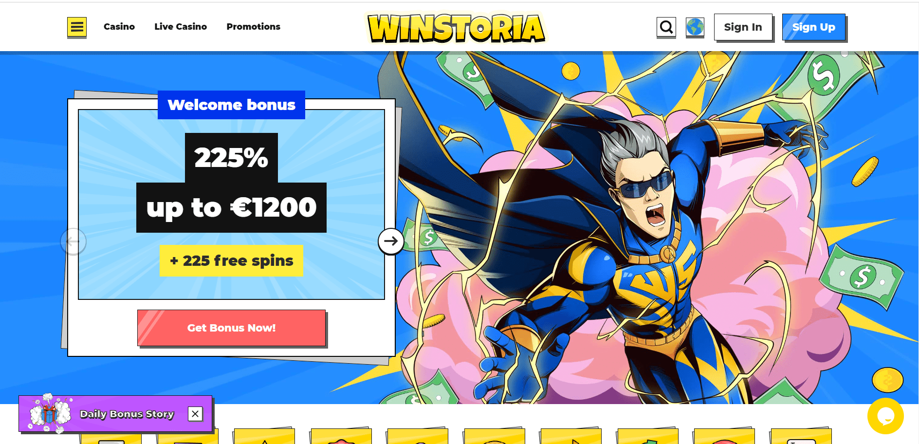 Winstoria Casino Homepage