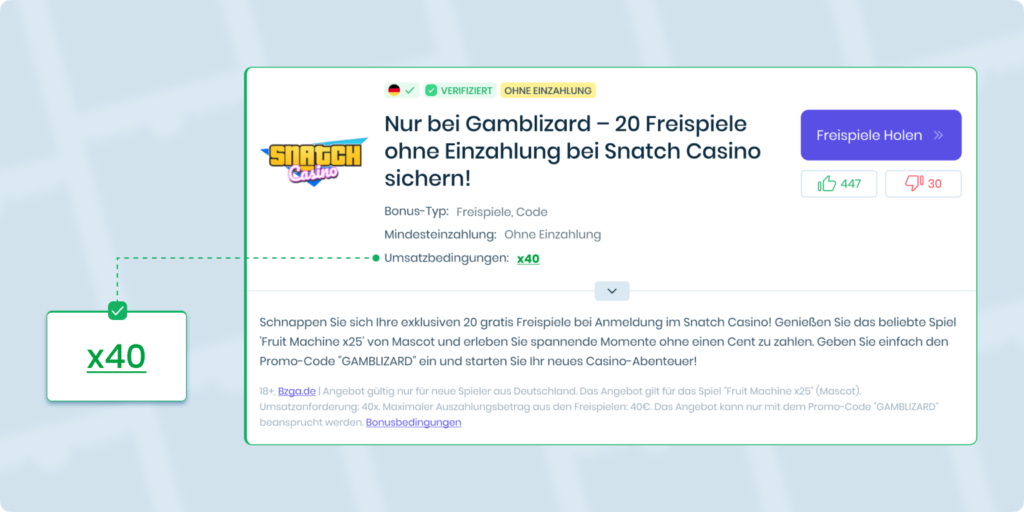 Bonus Umsatzbedingungen Gamblizard