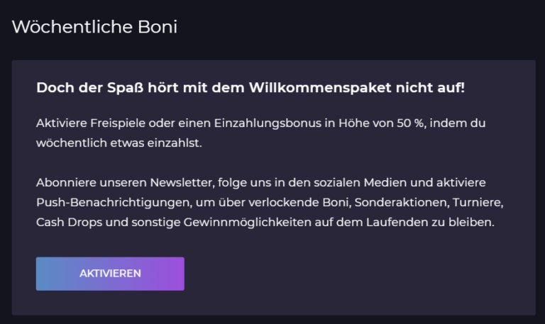 Izzi Casino Wochentlicher Bonus