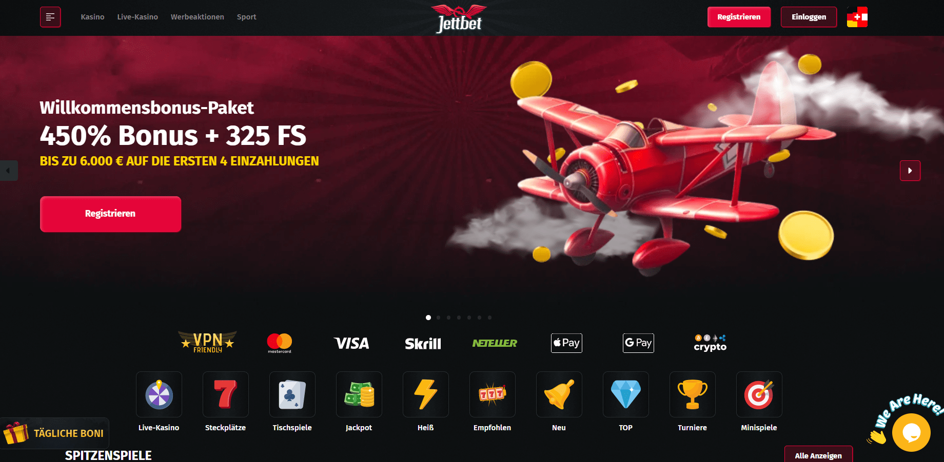 Jettbet Casino Homepage