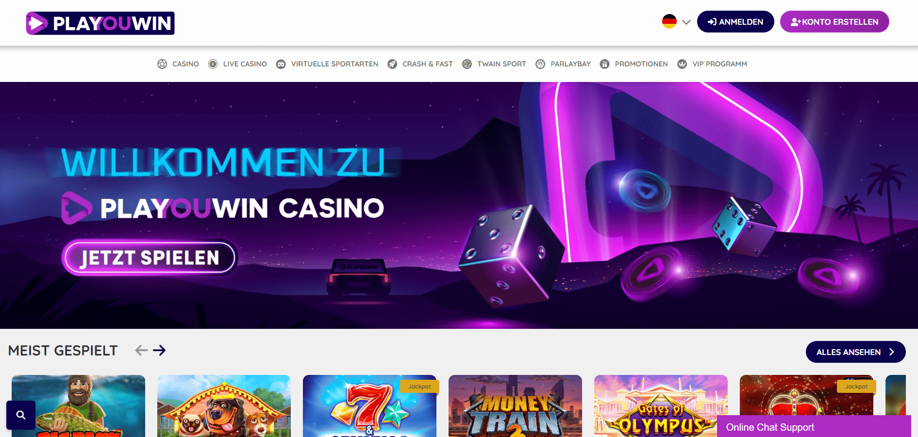Playouwin Casino Homepage