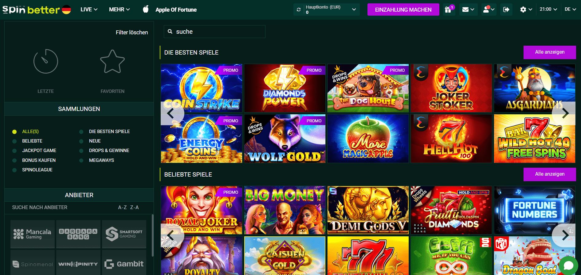 Spinbetter Casino Games