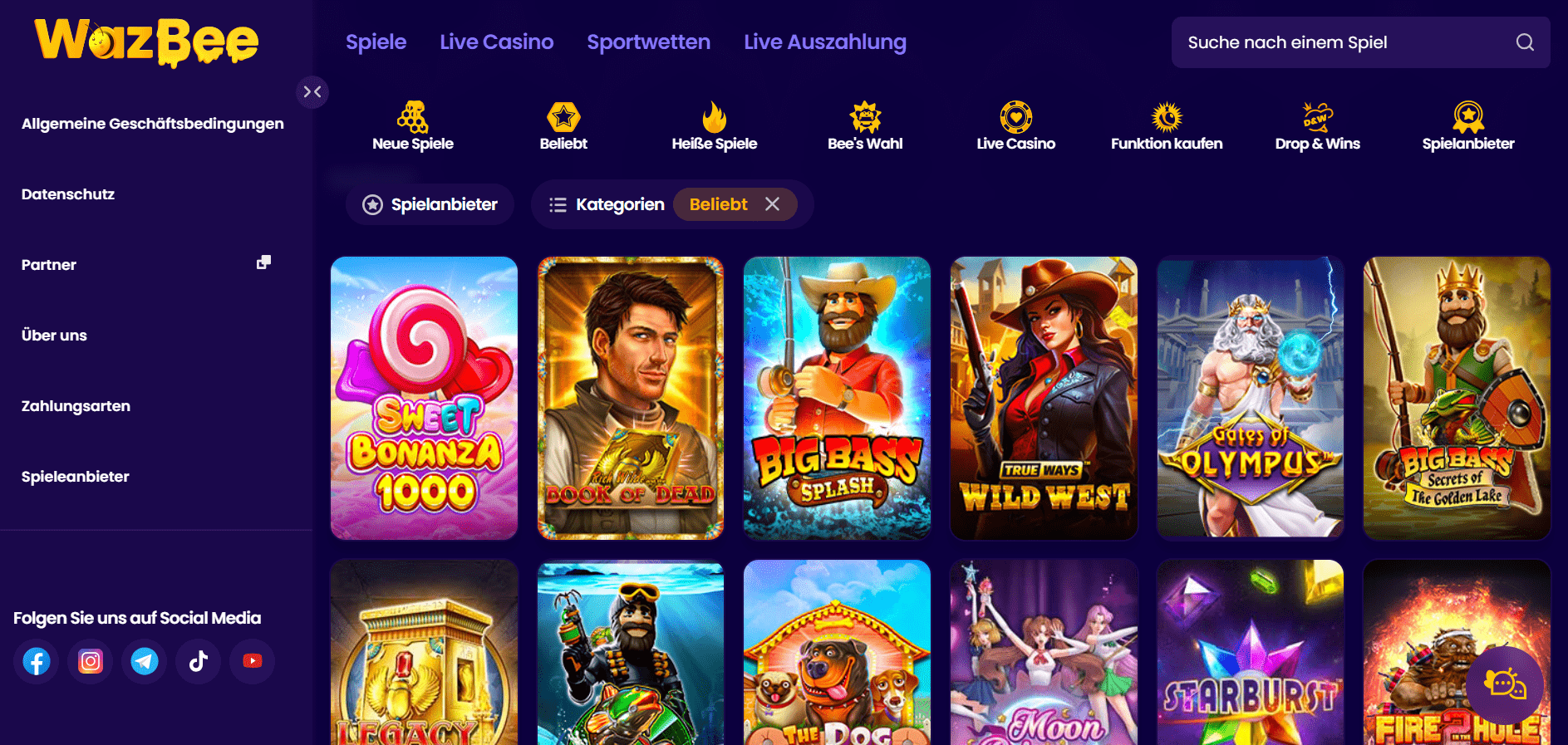 Wazbee Casino Games