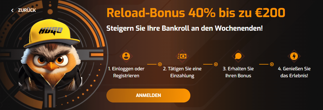 hugo casino reload bonus