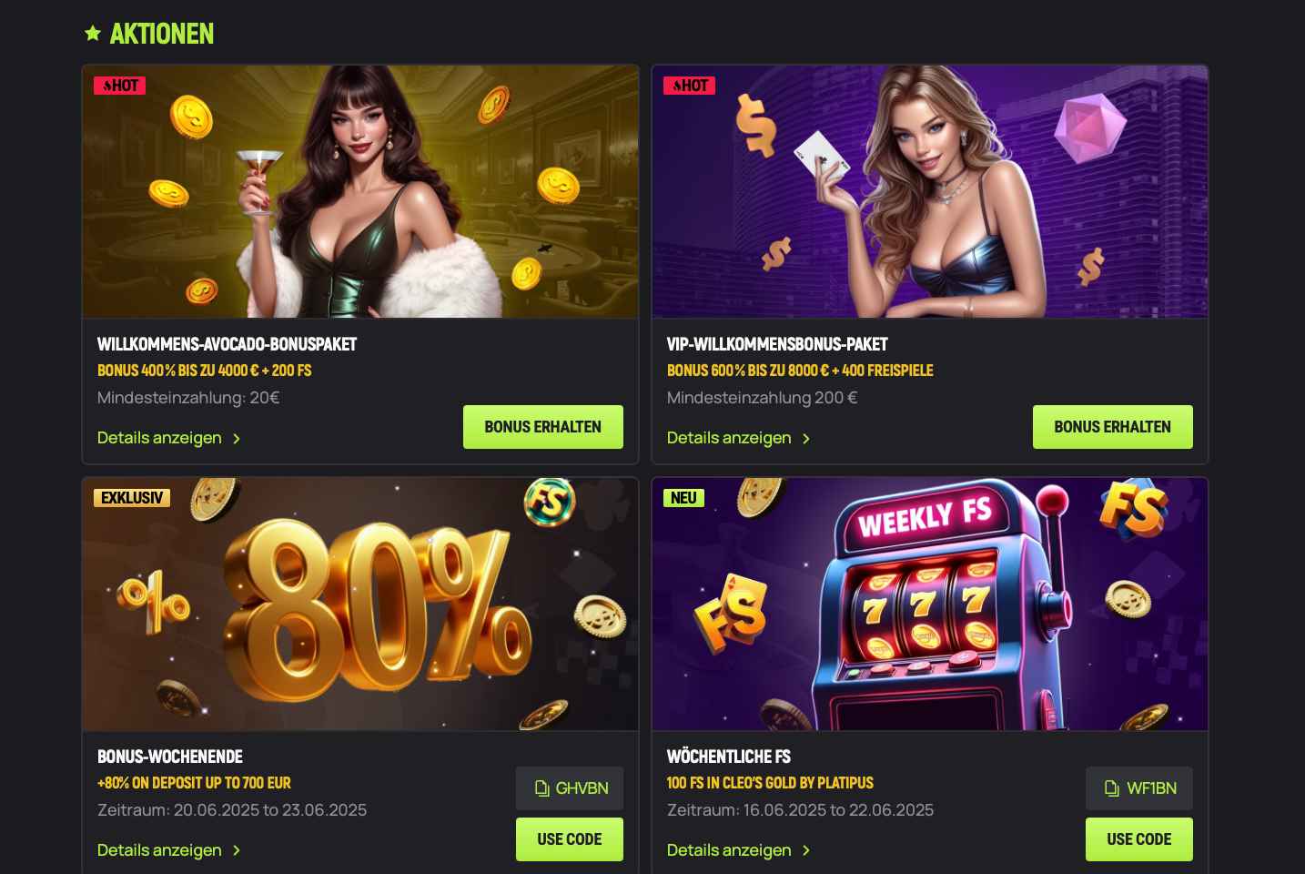 avocasino promotions