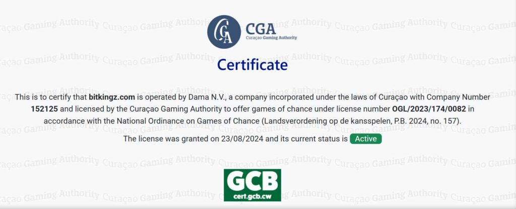 bitkingz certificate