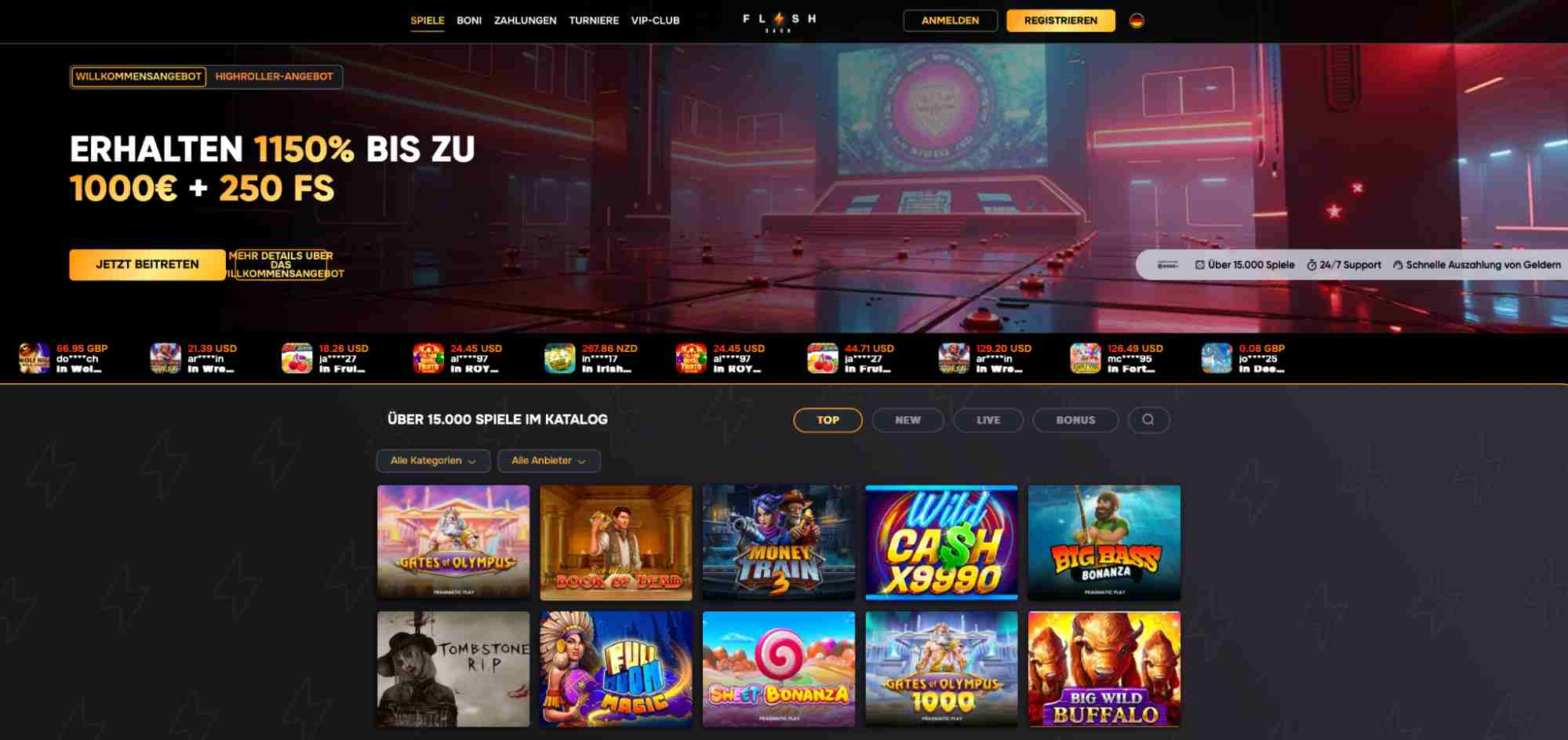 flashdash main page