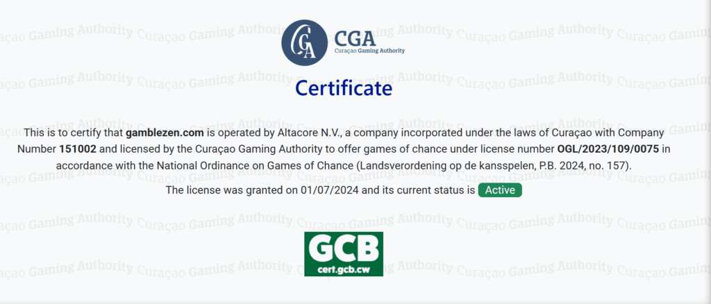 gamblezen certificate