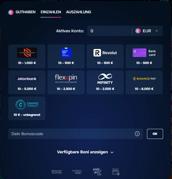 gizbo payment methods
