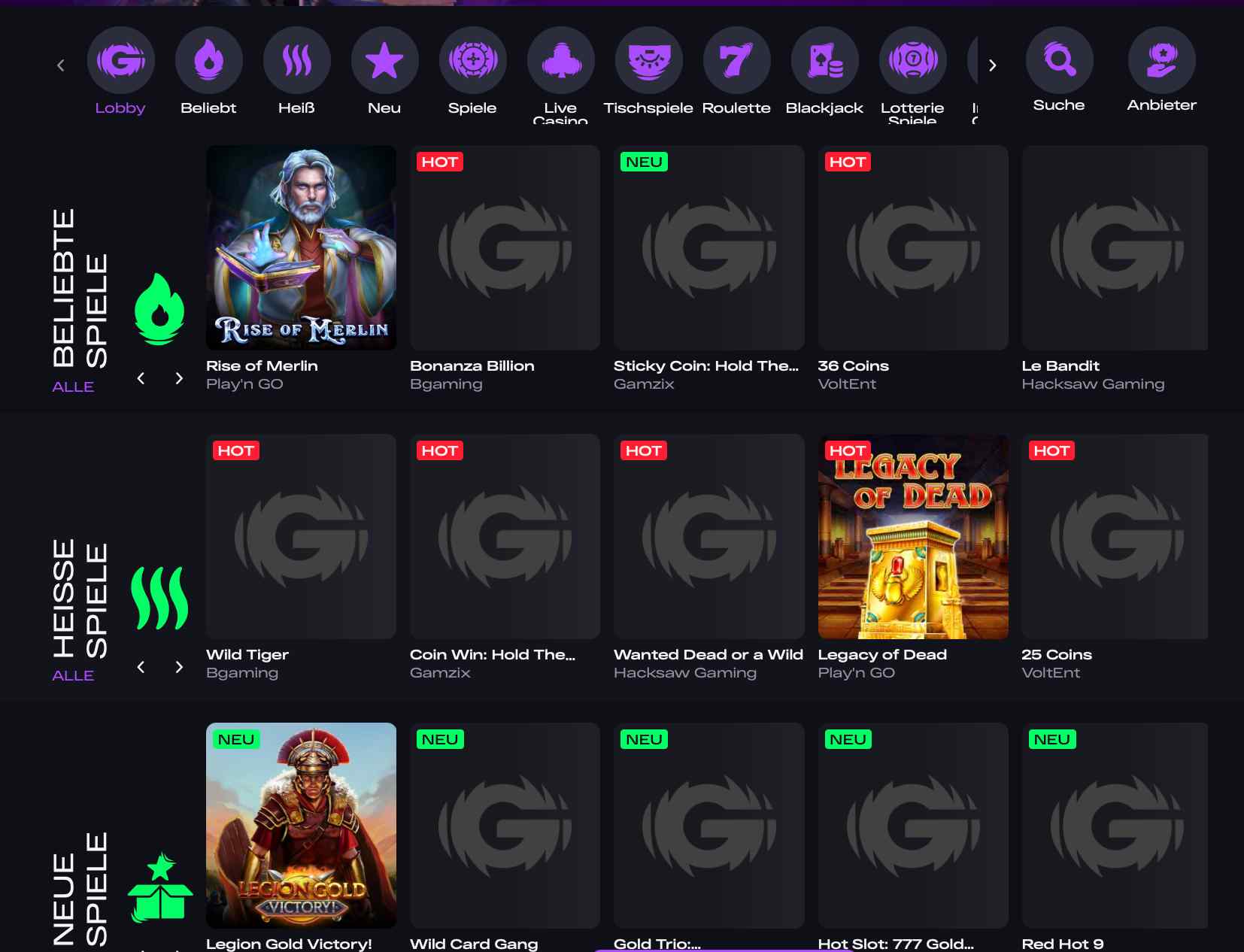 glitchspin casino games