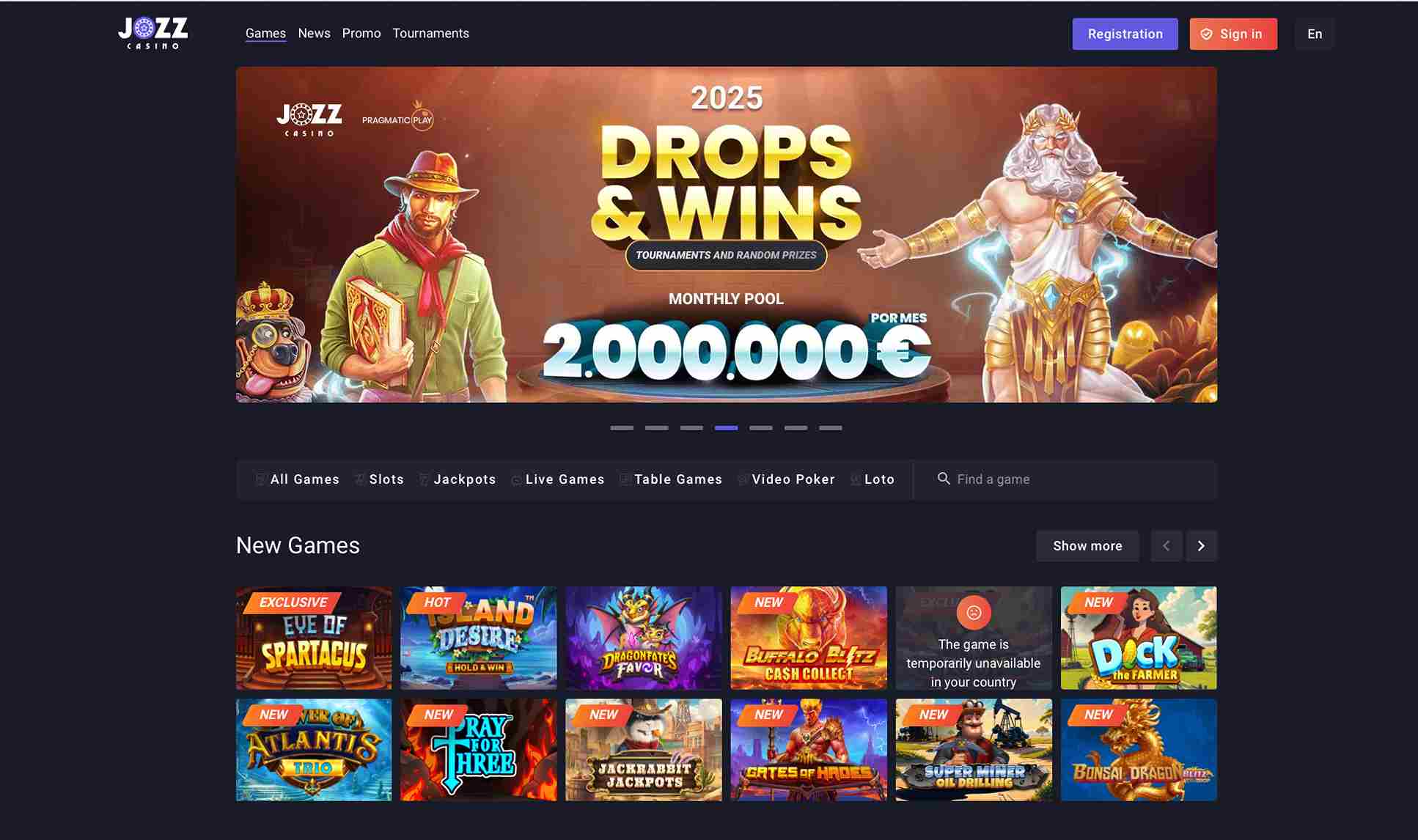 jozz casino main page