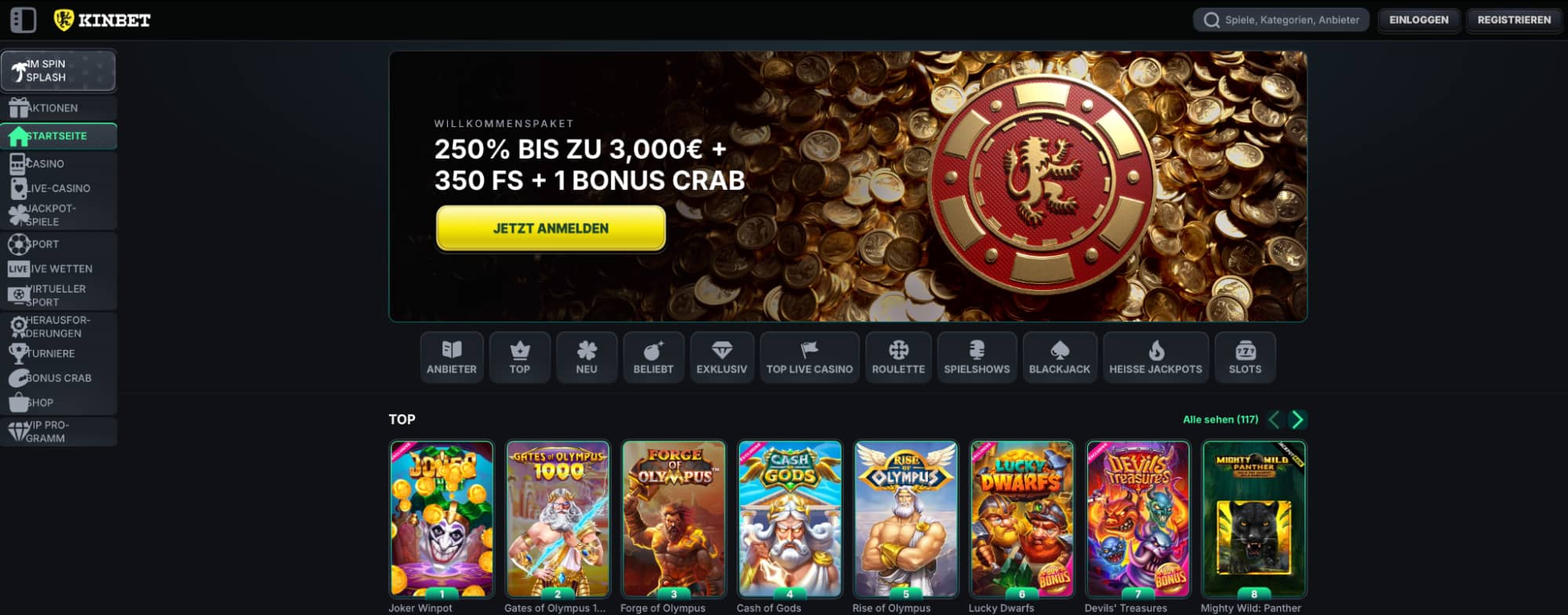 kinbet main page