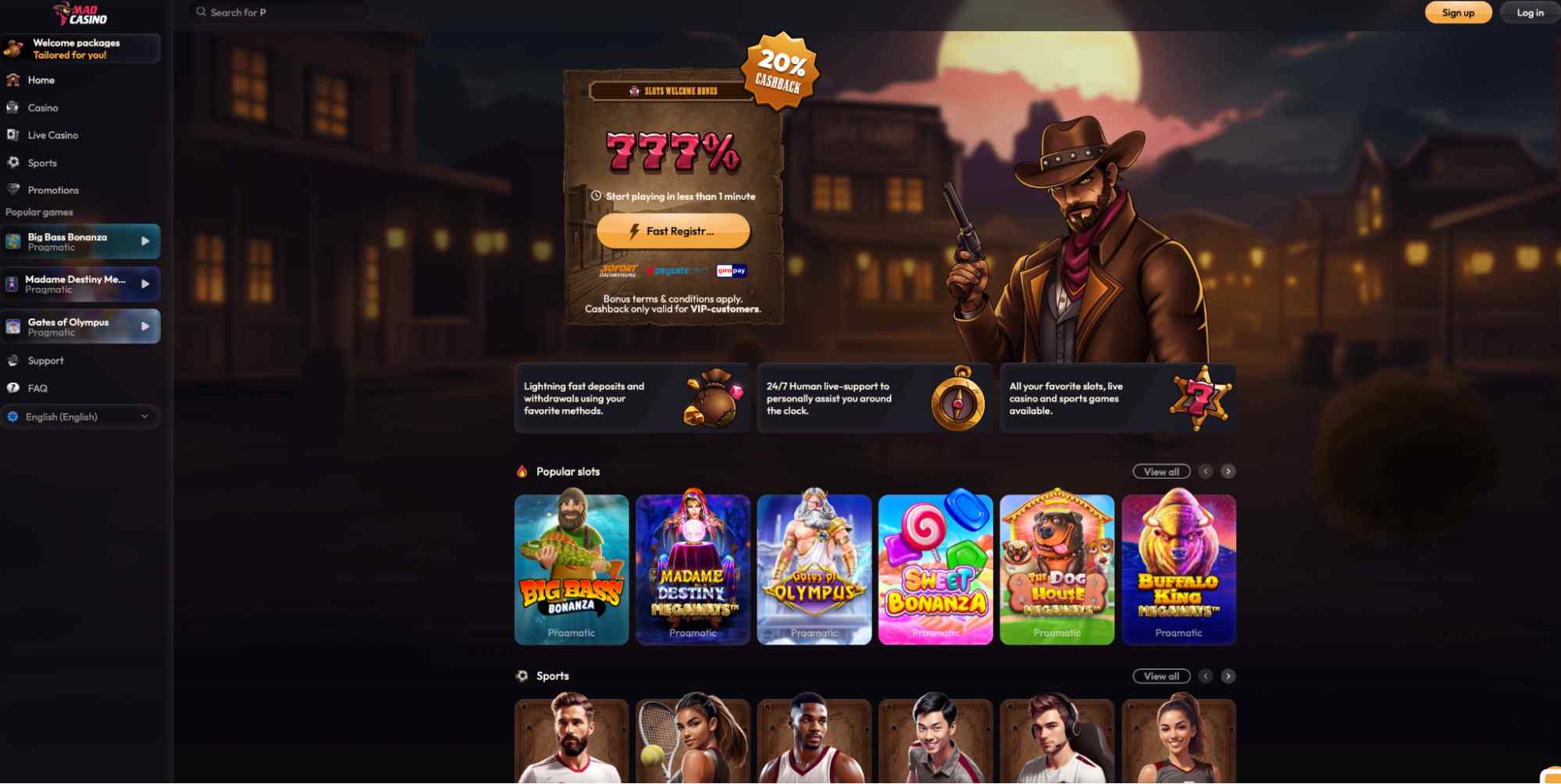 mad casino main page
