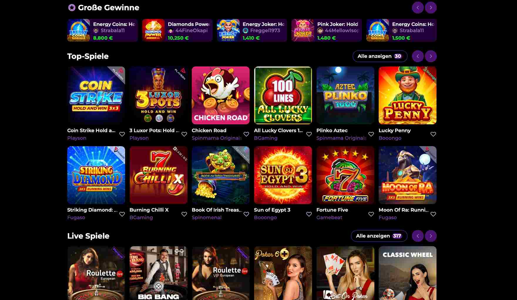 spinmama casino top games