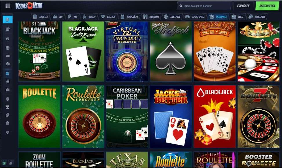 vegashero table games