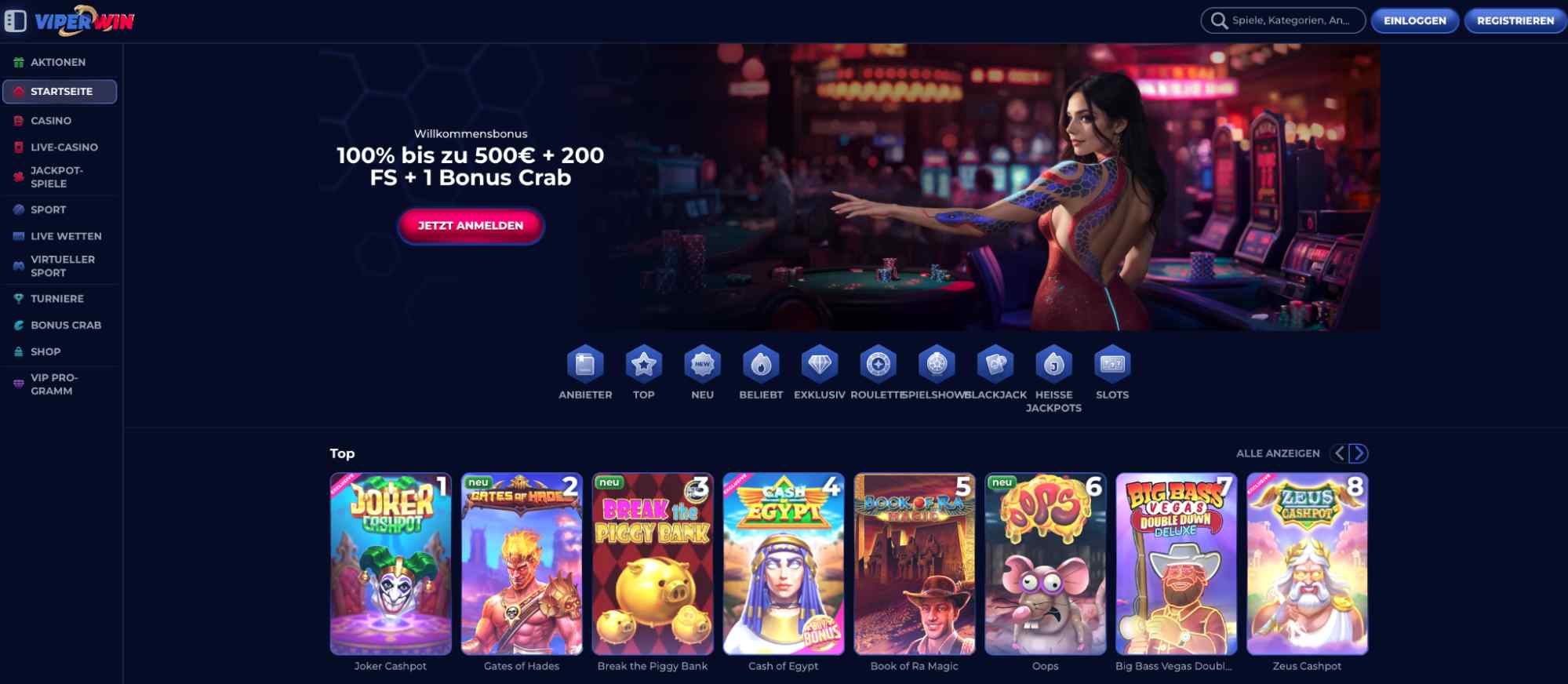 viperwin casino main page