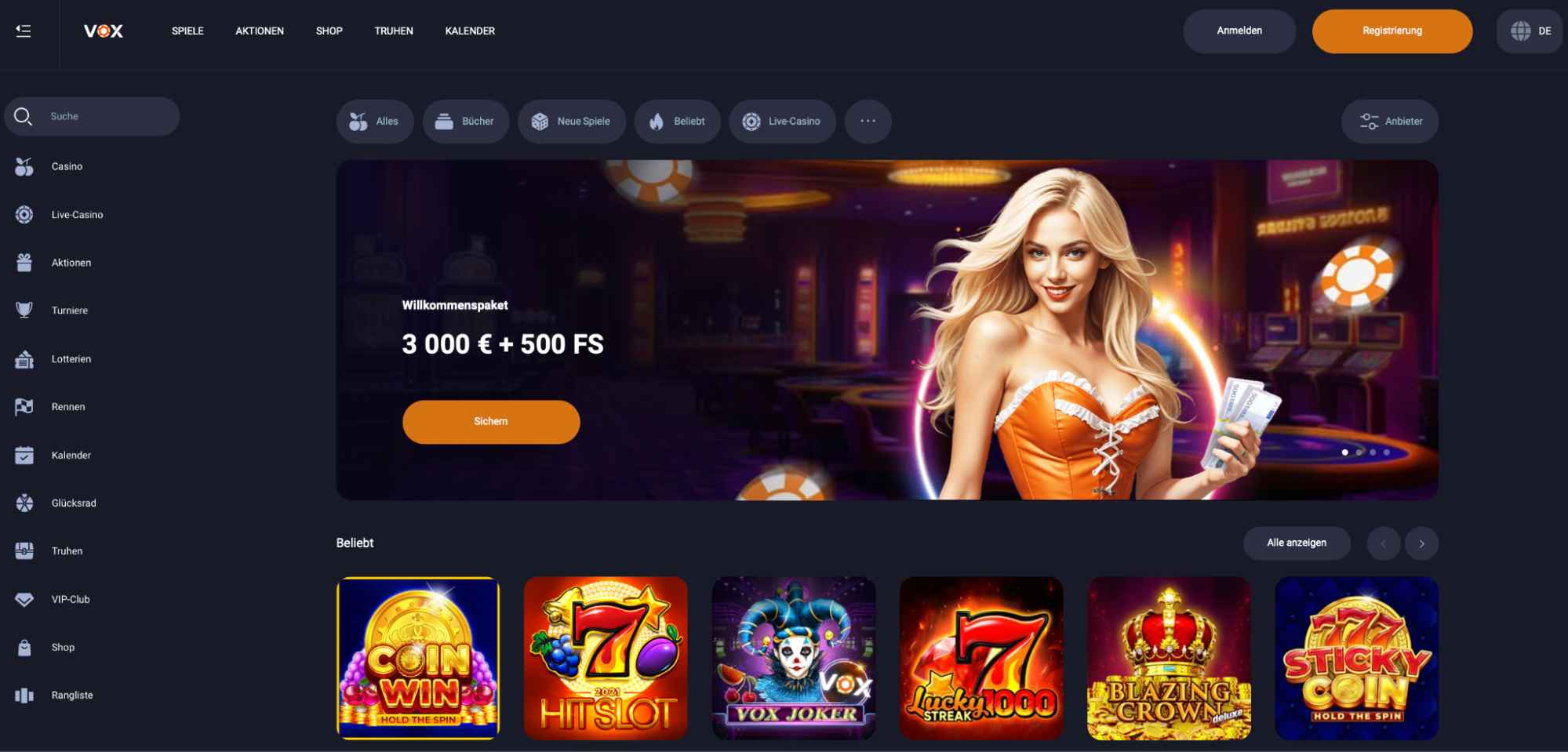 vox casino main page