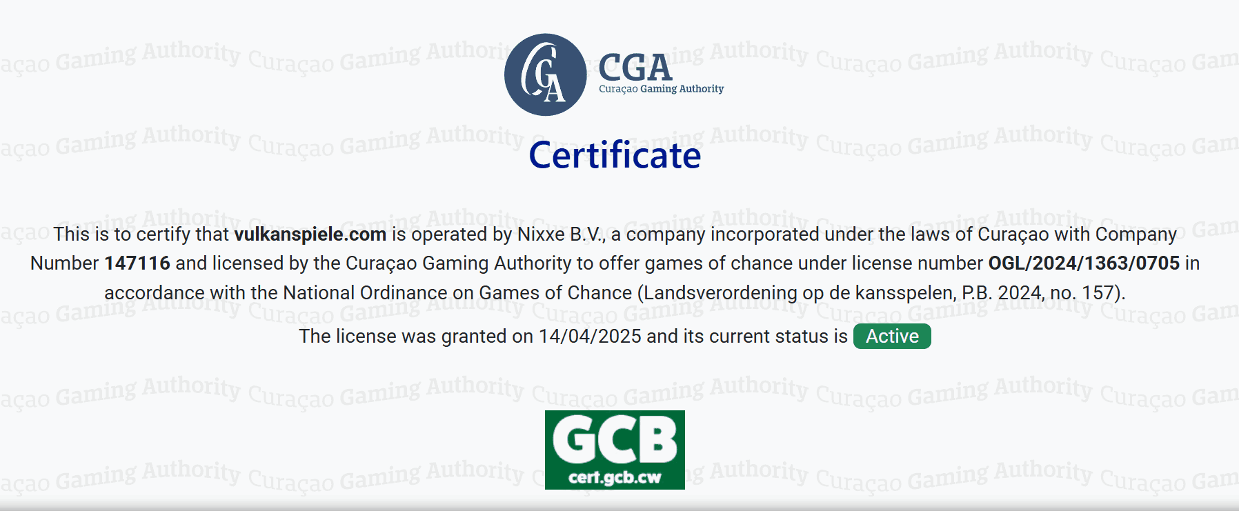 vulkan certificate