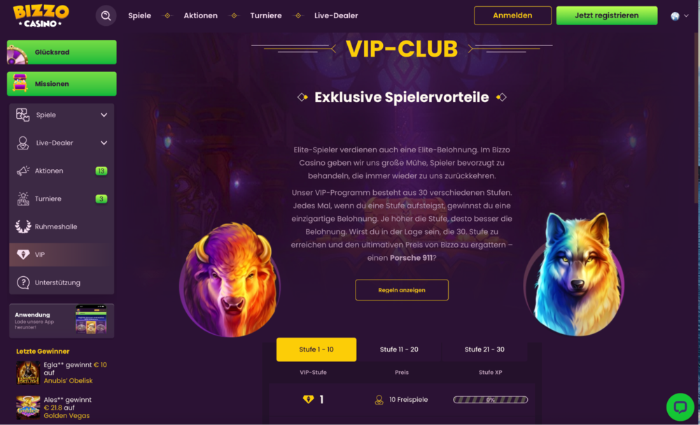 Bizzo Casino VIP Stufe