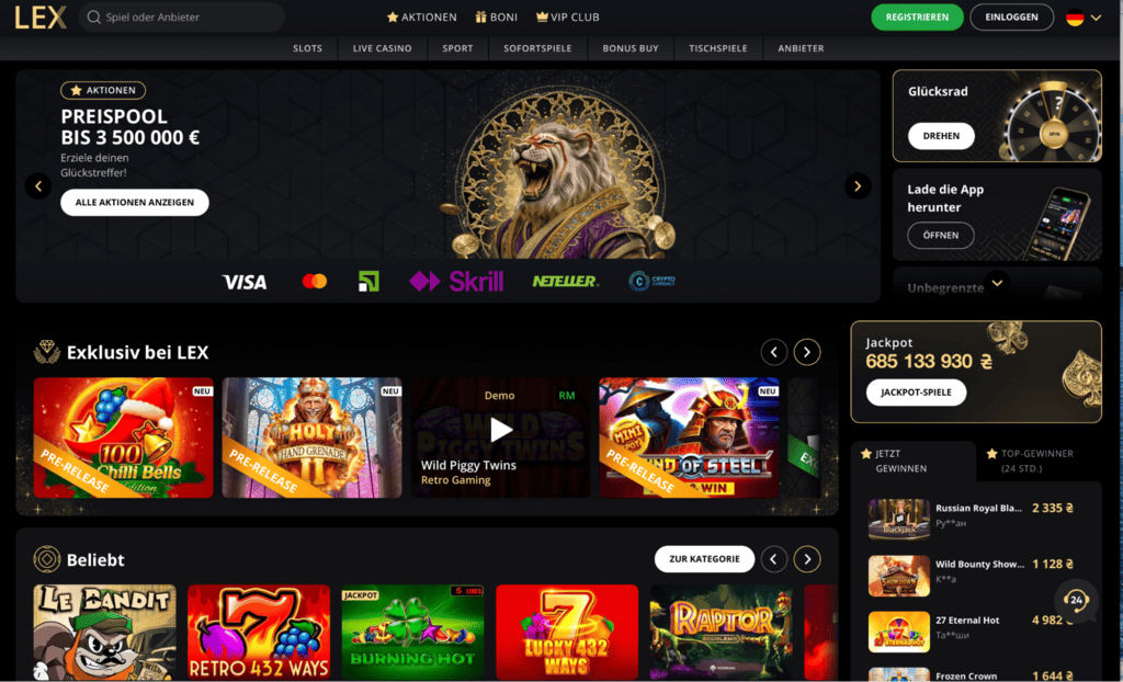 Lex Casino Hauptseite