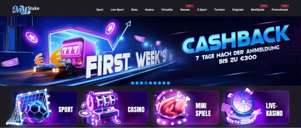 MyStake Casino Hauptseite