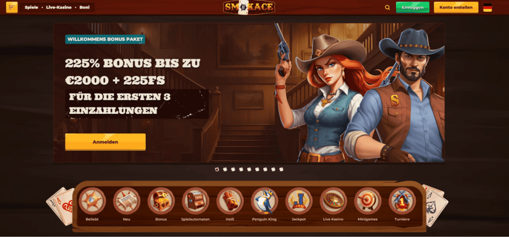 SmokeAce Casino Hauptseite