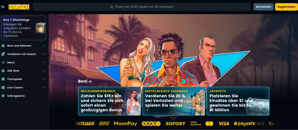 Snatch Casino Hauptseite