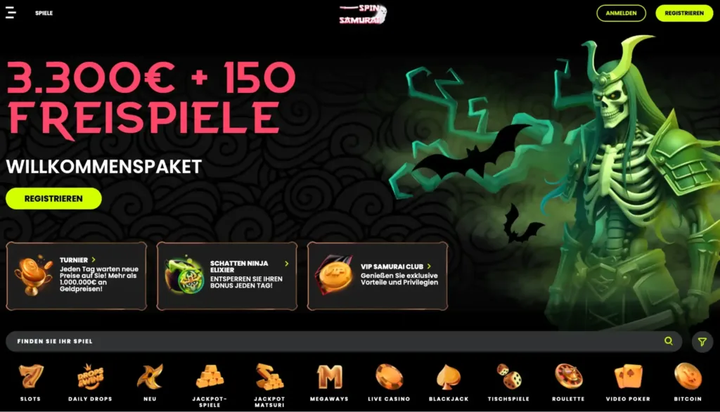 spin samurai main page